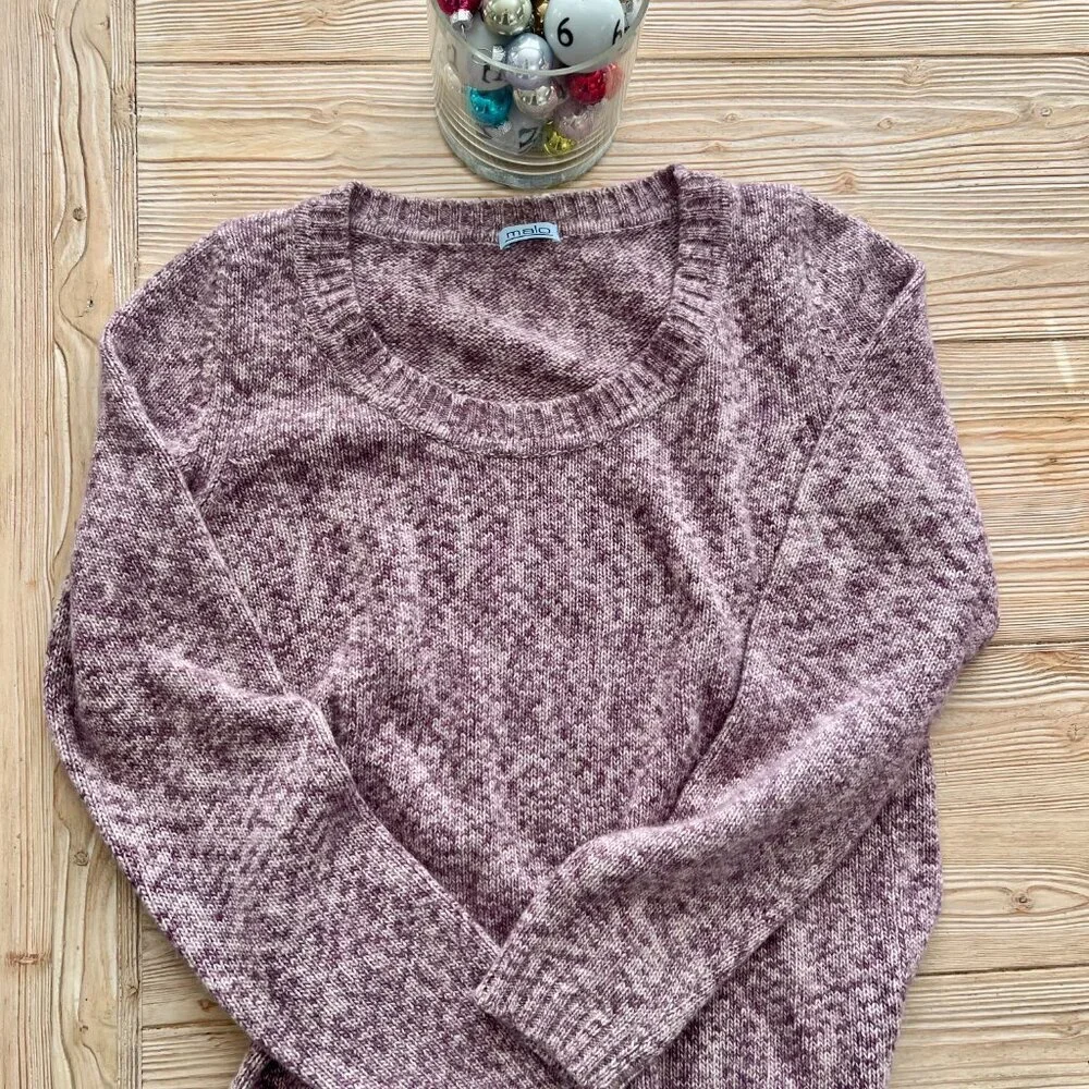 Malo 100 Percent Cashmere Plum Marled Knit Sweater Size Medium Made in Italy - Picture 7 of 7